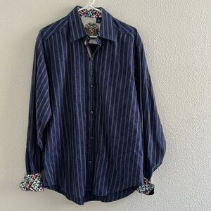Robert Graham Long Sleeve Button Down Shirt size LT